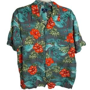 George Hawaiian‎ Shirt Mens Size Large Caribbean Tropical Tropical Island Casual